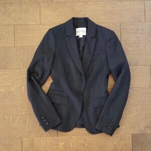 Reiss Button Closure Wool Silk Mohair Blazer Raffy Jet Black Womens Size 0